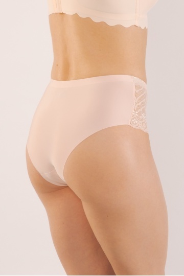 Chiloti laser cut Nala, fara cusaturi la tiv, microfibra si dantela , Roze Nude - Img 4
