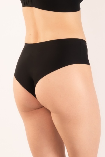 Chiloti laser cut Nuria, panty brazilian fara cusaturi la tiv, microfibra, Negru - Img 3