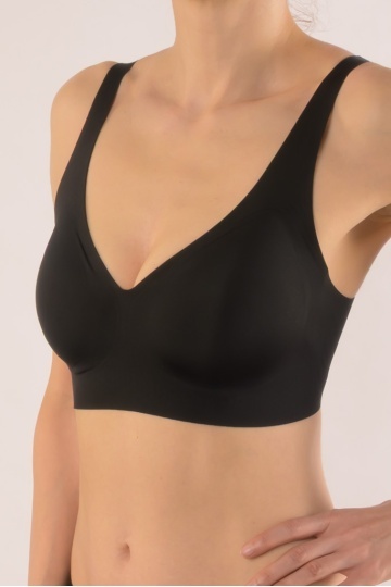 Sutien Ariana tip bustiera soft confort fara armatura, cupe moi, din microfibra Negru - Img 4