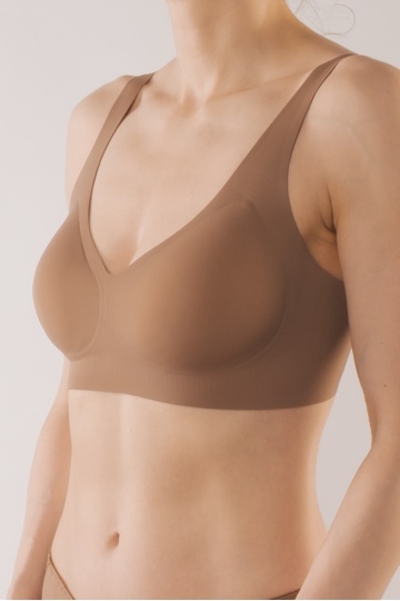 Sutien Ariana tip bustiera soft confort fara armatura, cupe moi, din microfibra Choco - Img 3