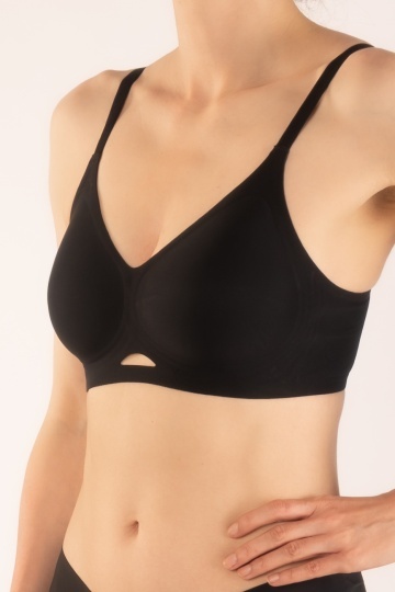 Sutien Avena, tip bustiera soft confort fara armatura, cupe moi, din microfibra S - XL, Negru - Img 2