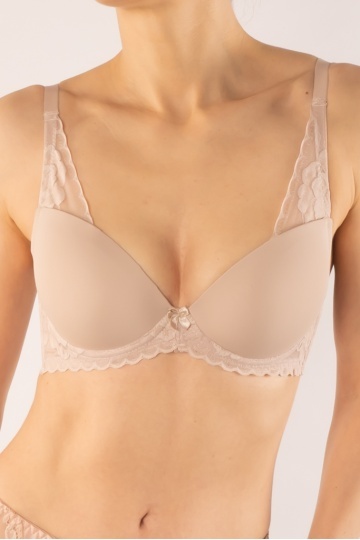 Sutien Chloe push-up semicup elegant, cupa preformata, Cappuccino - Img 2