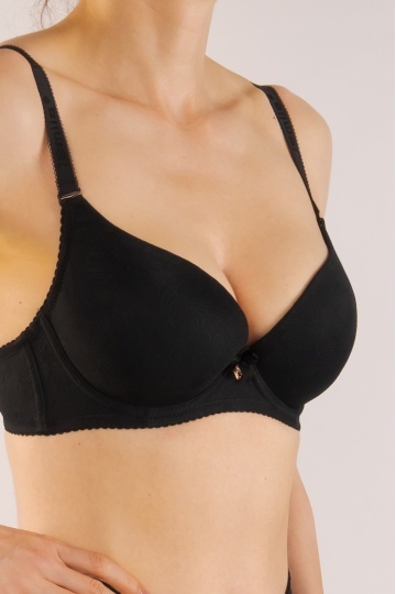 Sutien cupa preformata subtire Vera, imbracat in microfibra, cupe B, C, D, Negru - Img 2