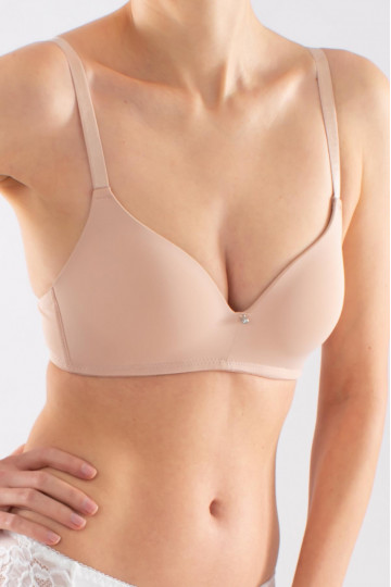Sutien Eliza fara armatura, cupe burete moale, Nude Cappuccino, cupe B, C si D - Img 4