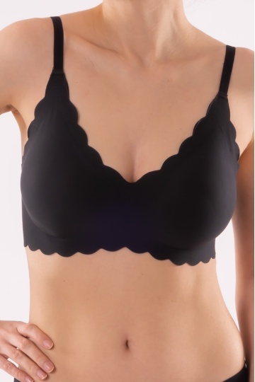 Sutien Piana tip bustiera soft confort fara armatura, cupe moi, din microfibra, Negru