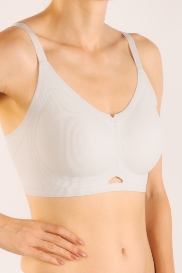 Sutien soft-touch MARA tip bustiera cu bretea reglabila, fara armatura, cupe moi, din microfibra , Dove Grey - Img 2