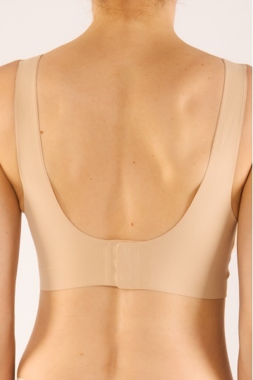 Sutien soft-touch Raisa tip bustiera cu bretea lata, fara armatura, cupe moi, din microfibra , Bej - Img 3