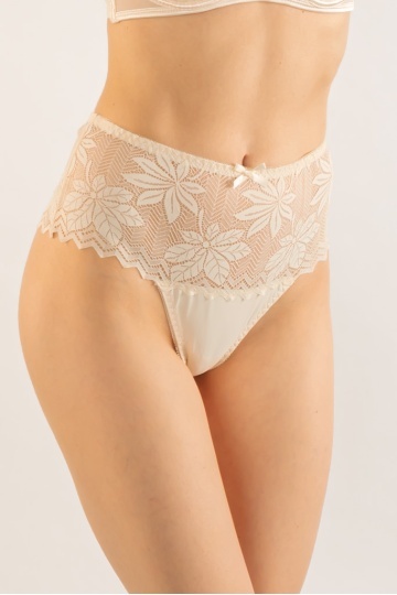 Chiloti eleganti Adeline, tip tanga cu talie inalta , Cream M - XXL - Img 2