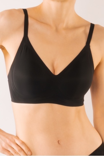 Sutien Arleta, tip bustiera soft confort fara armatura, cupe moi, din microfibra Negru - Img 2
