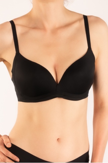 Sutien Astrid, cupe A, fara armatura, cupe graduale buretate, Negru - Img 2