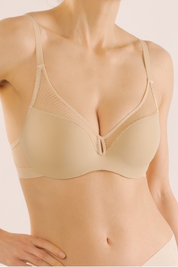 Sutien Coraline push-up mediu, cupa preformata, Bej - Img 3