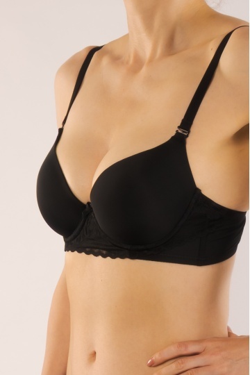 Sutien LARA, cupe preformate soft feel, push-up mediu, cupe B, C, Negru - Img 4