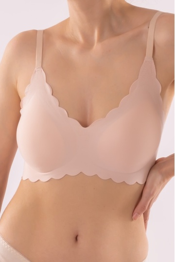 Sutien Piana tip bustiera soft confort fara armatura, cupe moi, din microfibra, Natural Beige