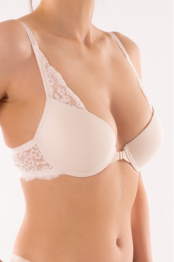 Sutien push-up cu inchidere in fata Nissa , Cream ( cupe B si C ) - Img 1