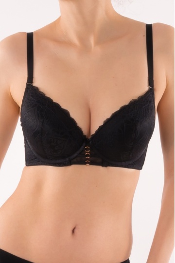 Sutien push-up elegant, cupa preformata Milana, Negru - Img 4