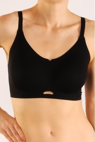 Sutien soft-touch MARA tip bustiera cu bretea reglabila, fara armatura, cupe moi, din microfibra , Negru - Img 4