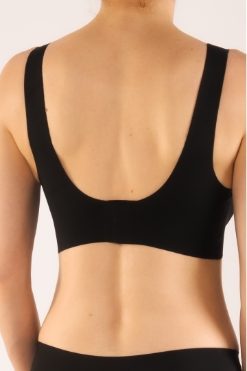 Sutien soft-touch Raisa tip bustiera cu bretea lata, fara armatura, cupe moi, din microfibra , Negru - Img 5