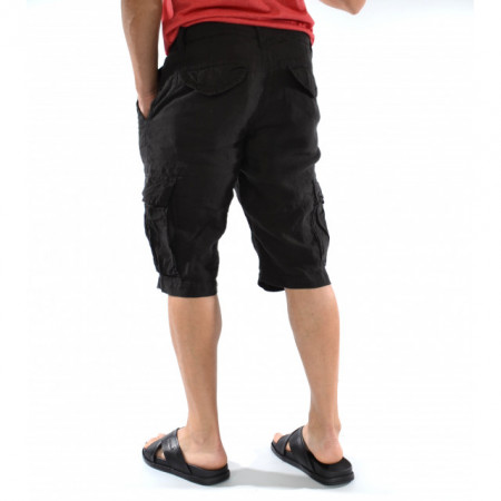 BLACK LINEN CARGO MENS SHORTS - Img 2