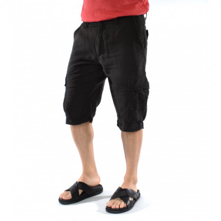 BLACK LINEN CARGO MENS SHORTS - Img 3