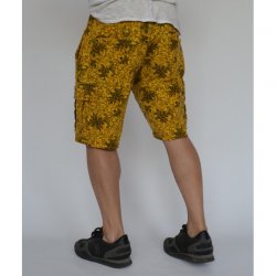 МЪЖКИ КЪСИ КАРГО ПАНТАЛОНИ СЪС СТРАНИЧНИ ДЖОБОВЕ ФЛОРАЛНИ МОТИВИ YELLOW OIL DYE - Img 2