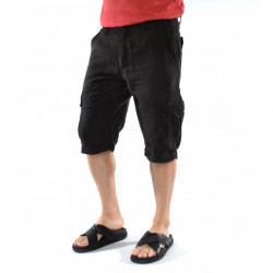 BLACK LINEN CARGO MENS SHORTS - Img 3