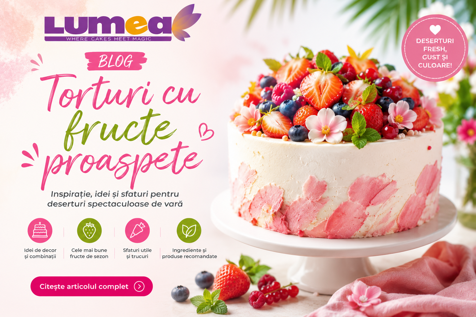 Torturi cu fructe proaspete – inspirația perfectă pentru deserturile verii