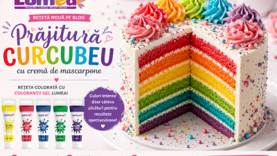 Prăjitură Curcubeu cu Cremă de Mascarpone și Coloranți Gel Lumea