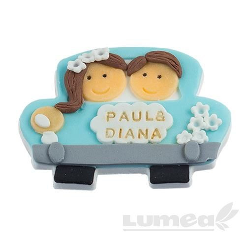 Marturii nunta din zahar Mire si Mireasa Just Married albastru - Lumea