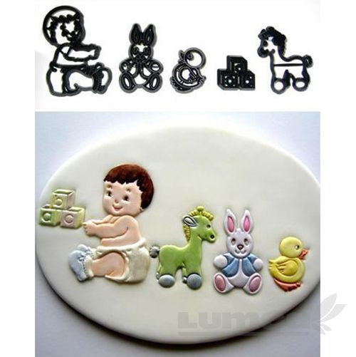 Set decupatoare bebe cu jucariile, 5 bucati - Patchwork