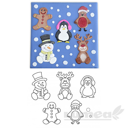 Set decupatoare Patchwork caractere Craciun, 5 bucati - Patchwork