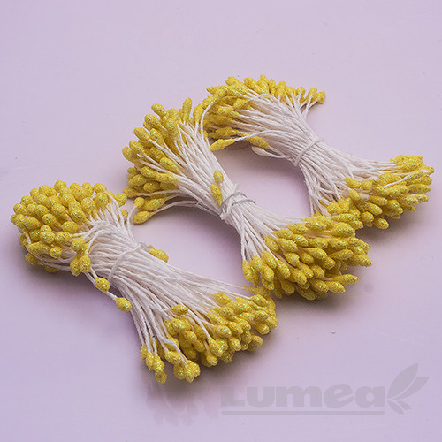 Stamine galbene sclipitoare 3mm, 240 buc. - Lumea