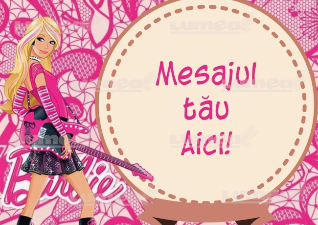 Vafa tort Barbie cu MESAJ PERSONALIZAT model 7 - Lumea