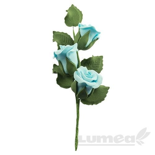 Crenguta cu boboci de trandafiri bleu din pasta de zahar - Lumea