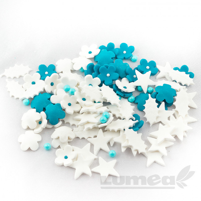 Decoratiuni de craciun din pasta de zahar, L2,5 cm x l 2,5 cm, 100 buc, 110g - Lumea