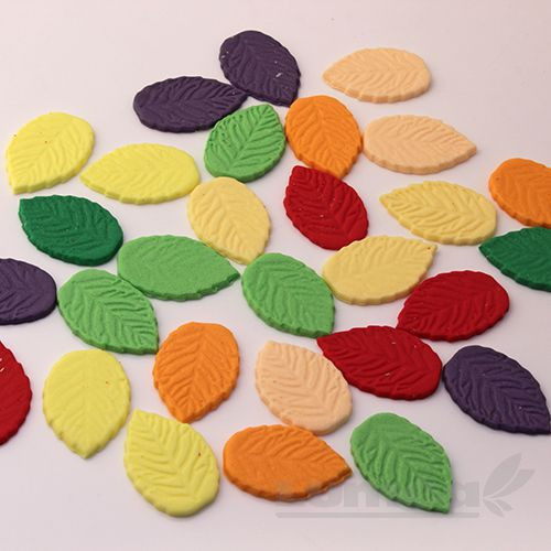 Frunze Asortate din pasta de zahar, L3 cm x l 2 cm x h2 mm, 80 buc, 130g - Lumea