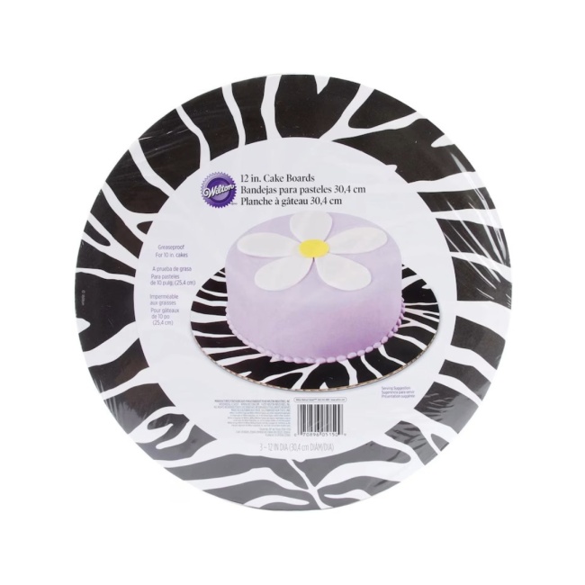 Plansete tort rotund cu model Zebra, 30.5 cm, 3 buc. - Wilton