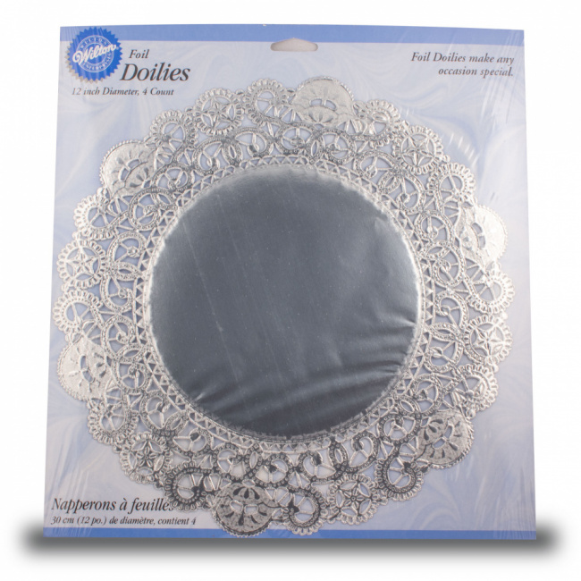 Set hartii dantelate Argintiu, 30cm, 4 buc. -Wilton