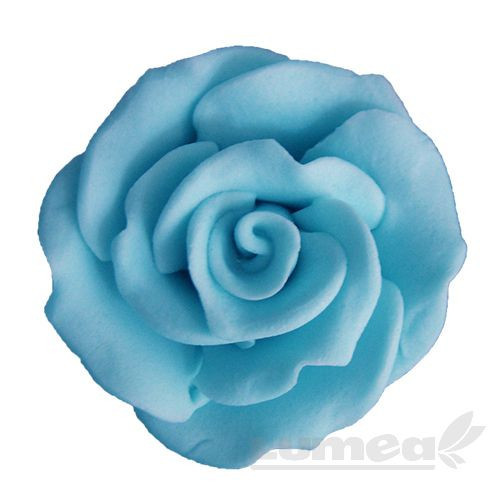 Trandafiri mari bleu din pasta de zahar, L6 cm x l 6 cm x h3 cm, 10 buc, 360g - Lumea