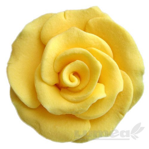 Trandafiri mari galben din pasta de zahar, L6 cm x l 6 cm x h3 cm, 10 buc, 360g - Lumea