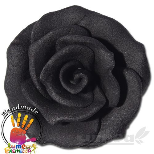 Trandafiri medii negru din pasta de zahar, L4,5 cm x l 4,5 cm x h3 cm, 15 buc, 400g - Lumea