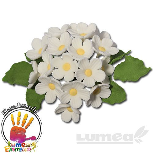 Buchet cu floricele albe din pasta de zahar, L20 cm x l2,5 cm, 10g - Lumea