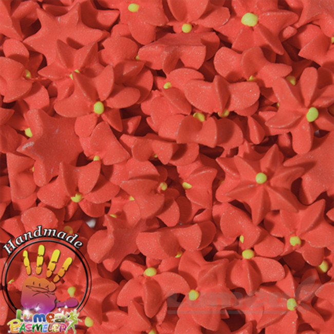 Floricele mici rosu coral din zahar, 180 bucati - Lumea