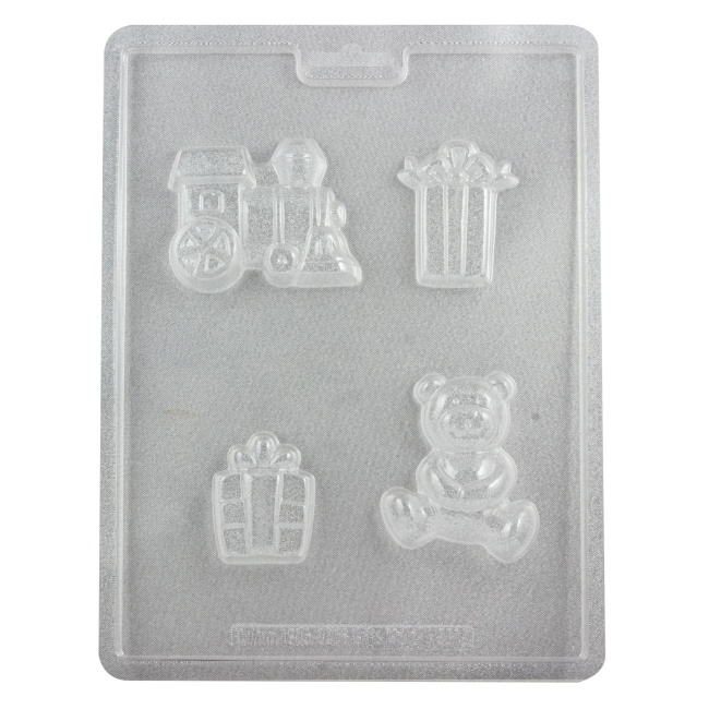 Forma ciocolata Cadouri de Craciun, Tren, Cadouri, Ursulet - Wilton