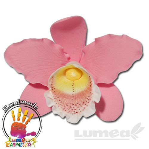 Orhideea cattleya XL roz din pasta de zahar, L11 cm x l 8 cm x h5 cm, 30g - Lumea
