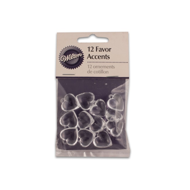 Set Ornamente, Inimi Transparente, 12 buc. - Wilton