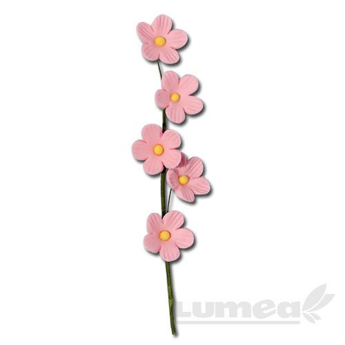 Crenguta cu floricele roz din pasta de zahar, L19,5 cm x l 3 cm, 10g - Lumea