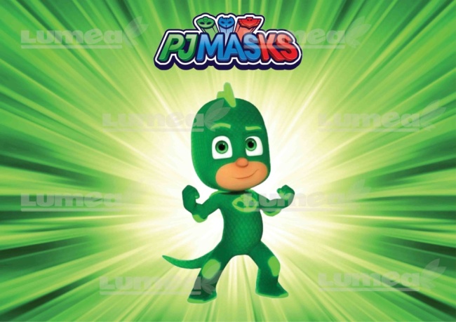 Imagine comestibila tort din Zahar, PJ Masks, Gekko - Lumea