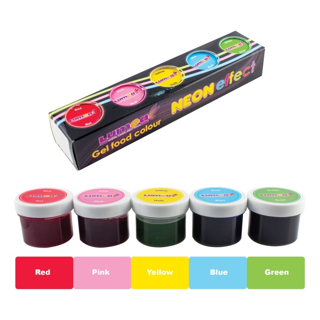 Set Coloranti Alimentari Gel Neon, 10g x 5 buc. - Lumea