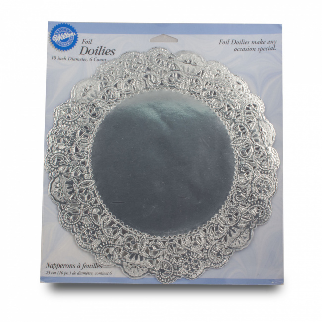 Set hartii dantelate Argintiu, 25cm, 6 buc. -Wilton