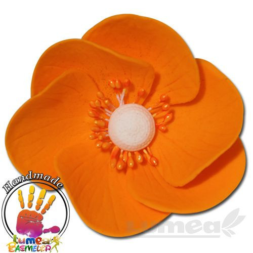 Anemona portocaliu din pasta de zahar, L5,5 cm x l 4,5 cm x h4,5 cm, 30g - Lumea